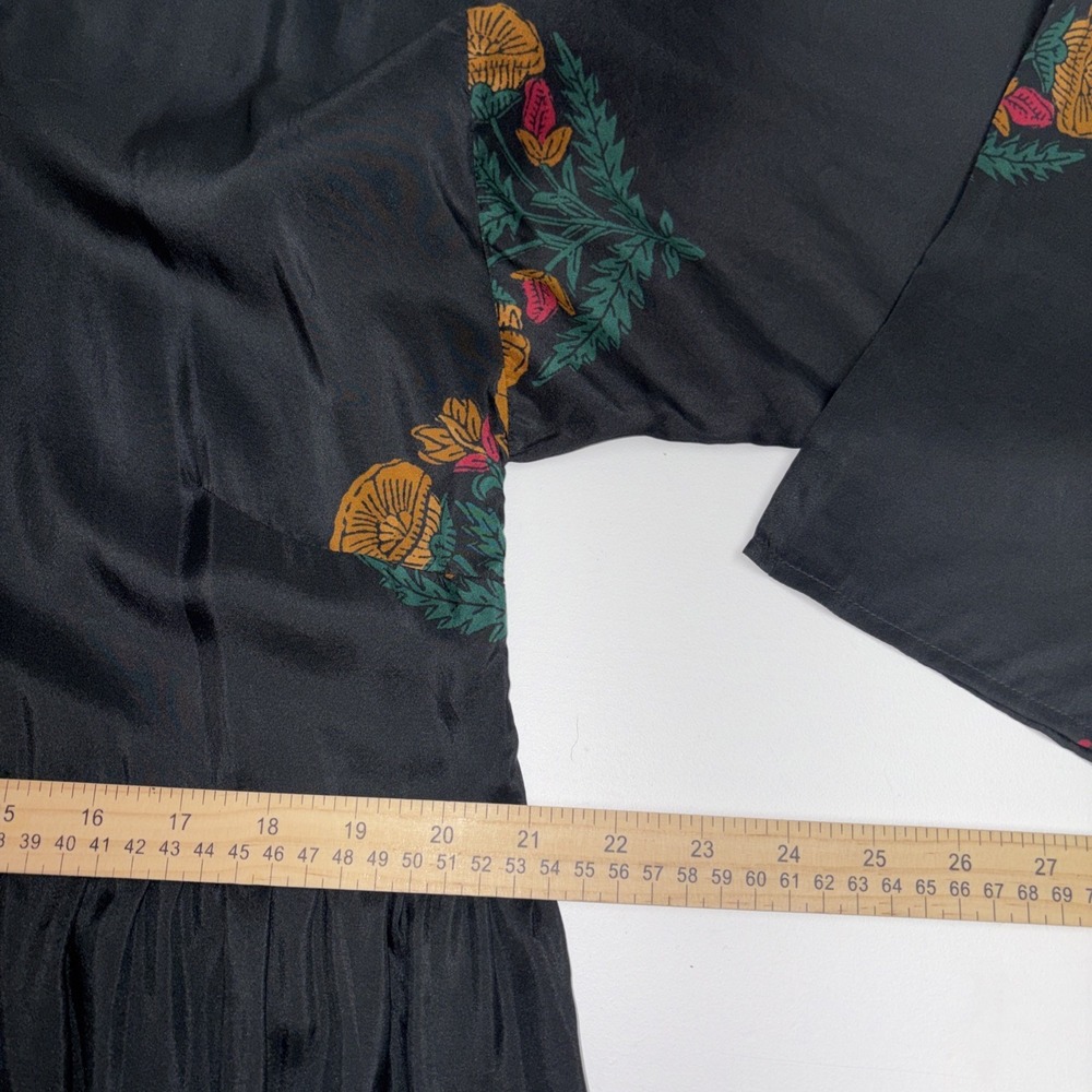 NWT Pink Chicken Women Large Maisonette Silk Kelly Tiered Black Dress Bellflower - Picture 6 of 9